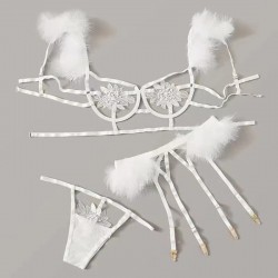 Bra set with suspender and fur Angel Plus