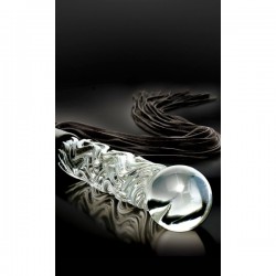 Handmade Glass Dildo and real leather Whip Icicles