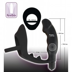 Anello Fallico con plug anale vibrante Black Velvets
