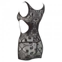 Sexy Transparent Mini Dress with Floral Embroidery One fit most from S to L