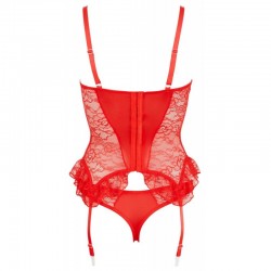 Sexy Red Guepiere with Thong Femminine seduction