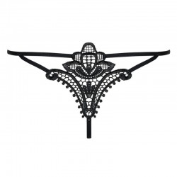 Thong in Black Transparent Lace by Obsessive