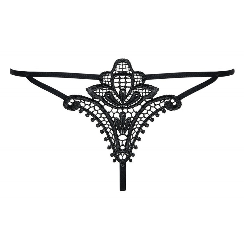 Thong in Black Transparent Lace by Obsessive