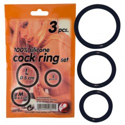 Kit Phallic Rings different sizes, 3 pieces in silicone