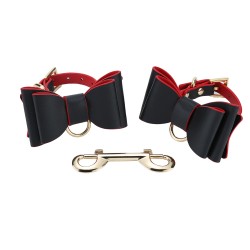 KIT BDSM 7 p.zzi in Pelle Nero e inserti Rossi "Costringere coi Fiocchi"