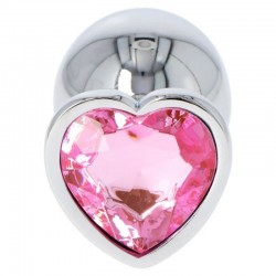 Plug Anale in metallo con pietra rosa a forma di cuore