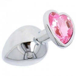 Plug Anale in metallo con pietra rosa a forma di cuore