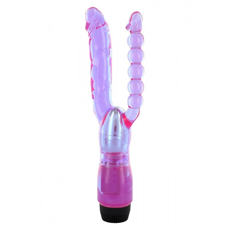 Vibratore doppio per stimolazione ano-vagina