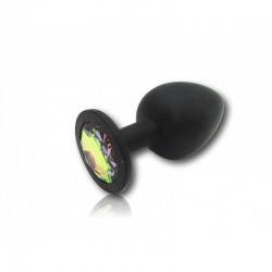 Plug Anale in silicone nero e pietra arcobaleno 4 cm diametro