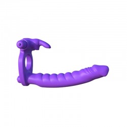 Vibrating phallic ring with dildo for double penetration