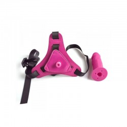 Strap-on con dildo in silicone medicale. Dildo avvitabile su cintura regolabile.