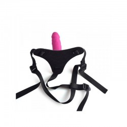 Strap-on con dildo in silicone medicale. Dildo avvitabile su cintura regolabile.