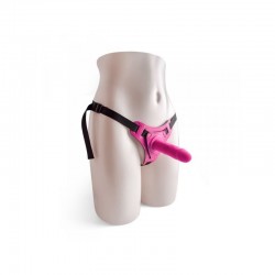 Strap-on con dildo in silicone medicale. Dildo avvitabile su cintura regolabile.