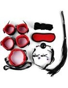 BDSM kit, BDSM products, wrist handcuffs, ankle handcuffs, constrictors, laces, whips, spanking, paddle
